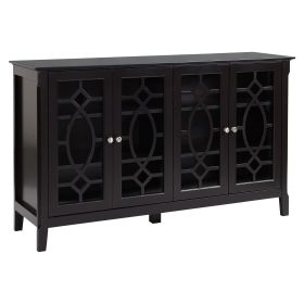 HOMCOM Modern Sideboard Espresso Storage Console Table Buffet Cabinet Glass Doors Living Dining Room