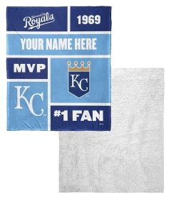 [Personalization Only] OFFICIAL MLB Colorblock Personalized Silk Touch Sherpa Throw Blanket - Royals