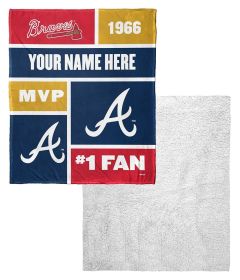 [Personalization Only] OFFICIAL MLB Colorblock Personalized Silk Touch Sherpa Throw Blanket - Braves