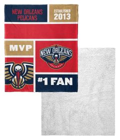 [Personalization Only] OFFICIAL NBA Jersey Silk Touch Sherpa Throw Blanket - Pelicans