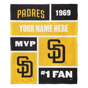 [Personalization Only] OFFICIAL MLB Colorblock Personalized Silk Touch Throw Blanket - Padres
