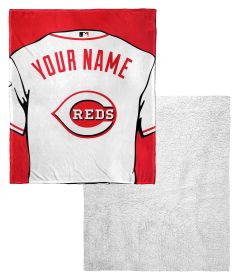 [Personalization Only] OFFICIAL MLB Jersey Personalized Silk Touch Sherpa Throw Blanket - Reds