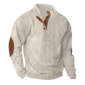 Corduroy Casual Stand Collar Long-sleeved Sweater (Option: Apricot-S)