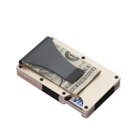 Carbon Fiber Wallet Aluminum Alloy Bank Card Holder (Option: Gold1pcs)