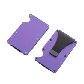 Carbon Fiber Wallet Aluminum Alloy Bank Card Holder (Option: Purple1pcs)
