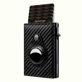 Airtag Men's Wallet Minimalist RFID Wallet With Airtag Stand Smart Pop-up Wallet With Wallet, Slim Card Holder Small Wallet (Option: Carbon fiber black)