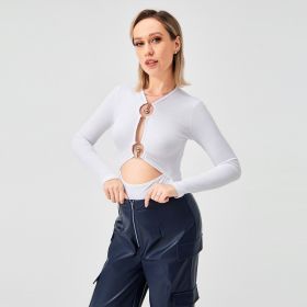 2023 New Sexy Metal Slim Design Sense Bottom Tops (Option: White-S)