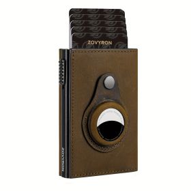 Men's Wallet With Airtag Card Slot, RFID Anti-theft Credit Card Smart Pop-up Tri-fold Wallet (Color: Coffee)