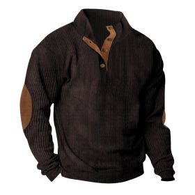 Corduroy Casual Stand Collar Long-sleeved Sweater (Option: Coffee-S)