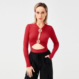 2023 New Sexy Metal Slim Design Sense Bottom Tops (Option: Red-M)