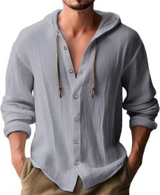 Men's Casual Long-sleeved Top (Option: Gray-S)