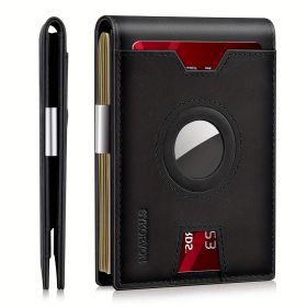 Genuine Leather Bifold Wallet For Men, Slim, RFID Blocking Card Holder Wallet, Minimalist Front Pocket Mens Wallet With Money Clip, ID Window (Color: Black)