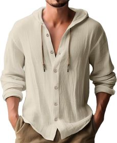 Men's Casual Long-sleeved Top (Option: Khaki-S)