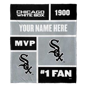 [Personalization Only] OFFICIAL MLB Colorblock Personalized Silk Touch Throw Blanket - White Sox (Type: Personalization Only)