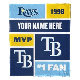 [Personalization Only] OFFICIAL MLB Colorblock Personalized Silk Touch Throw Blanket - Rays (Type: Personalization Only)