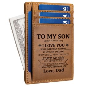 Mens Wallet RFID Blocking Wallets For Men Slim Wallets, 1 ID Window Front Pocket Wallet (Color: Brown)