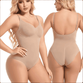 SEAMLESS One Piece Bodyshaper Ladies Shapewear Swimsuit Solid Color Stretch Full Bust Nylon Spandex Bodyshaper For Woman (Option: Khaki-XS and S)