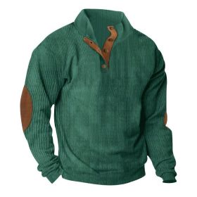 Corduroy Casual Stand Collar Long-sleeved Sweater (Option: Fruit Green-L)