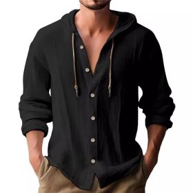 Men's Casual Long-sleeved Top (Option: Black-L)