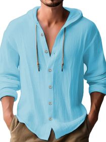 Men's Casual Long-sleeved Top (Option: Sky Blue-XXL)